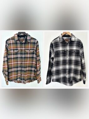 Bundle of 2 Orvis Men’s Plaid Flannel Shirts Shacket Size Small